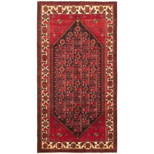 Hand-knotted Authentic Turkish Burgundy Wool Rug - 5'3 x 10'0