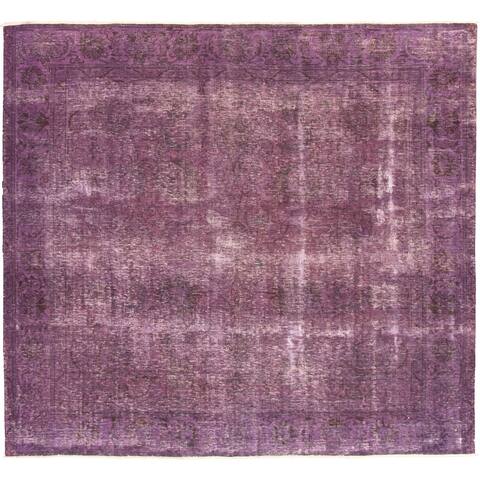 Hand-knotted Color Transition Purple Wool Rug - 9'10" x 8'10" Square