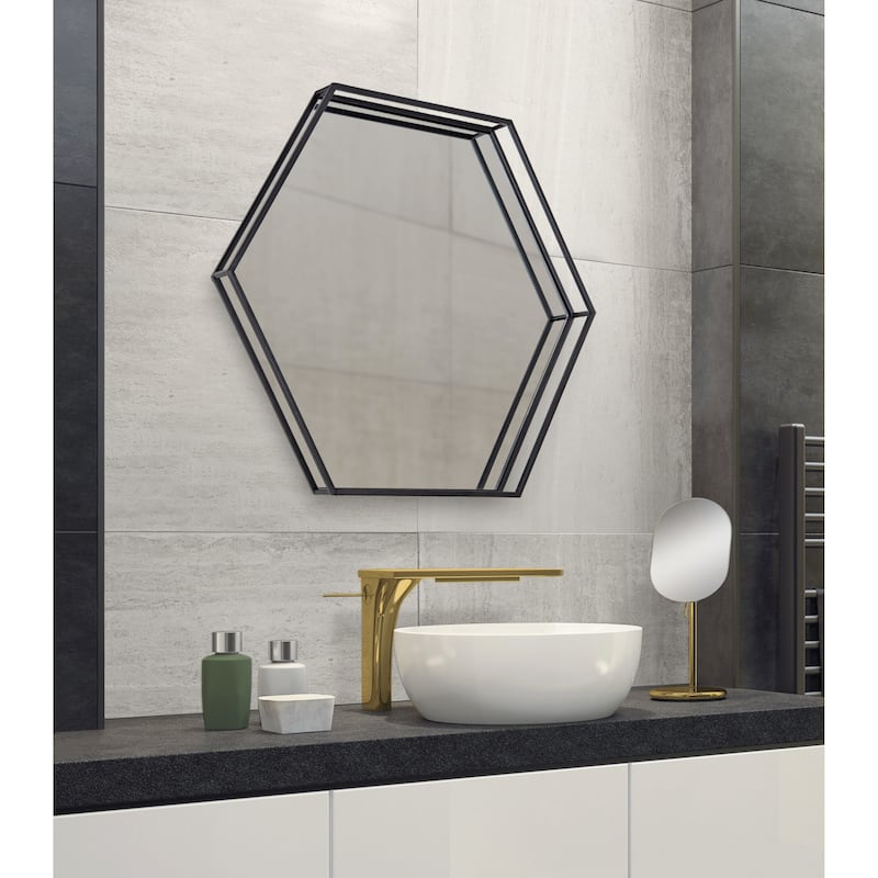Kate and Laurel Felicia Hexagon Mirror - 30x2.5x26