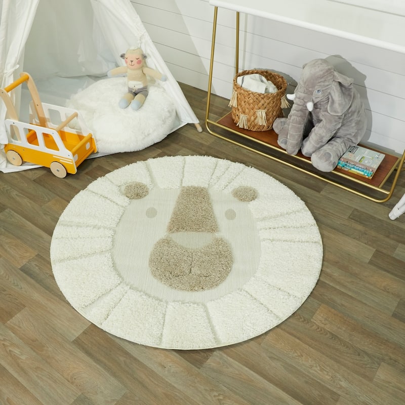 Mod-Tod Animal Round Shag Kids Rug