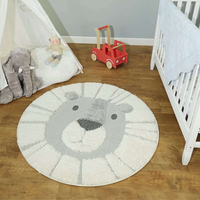Mod-Tod Animal Round Shag Kids Rug