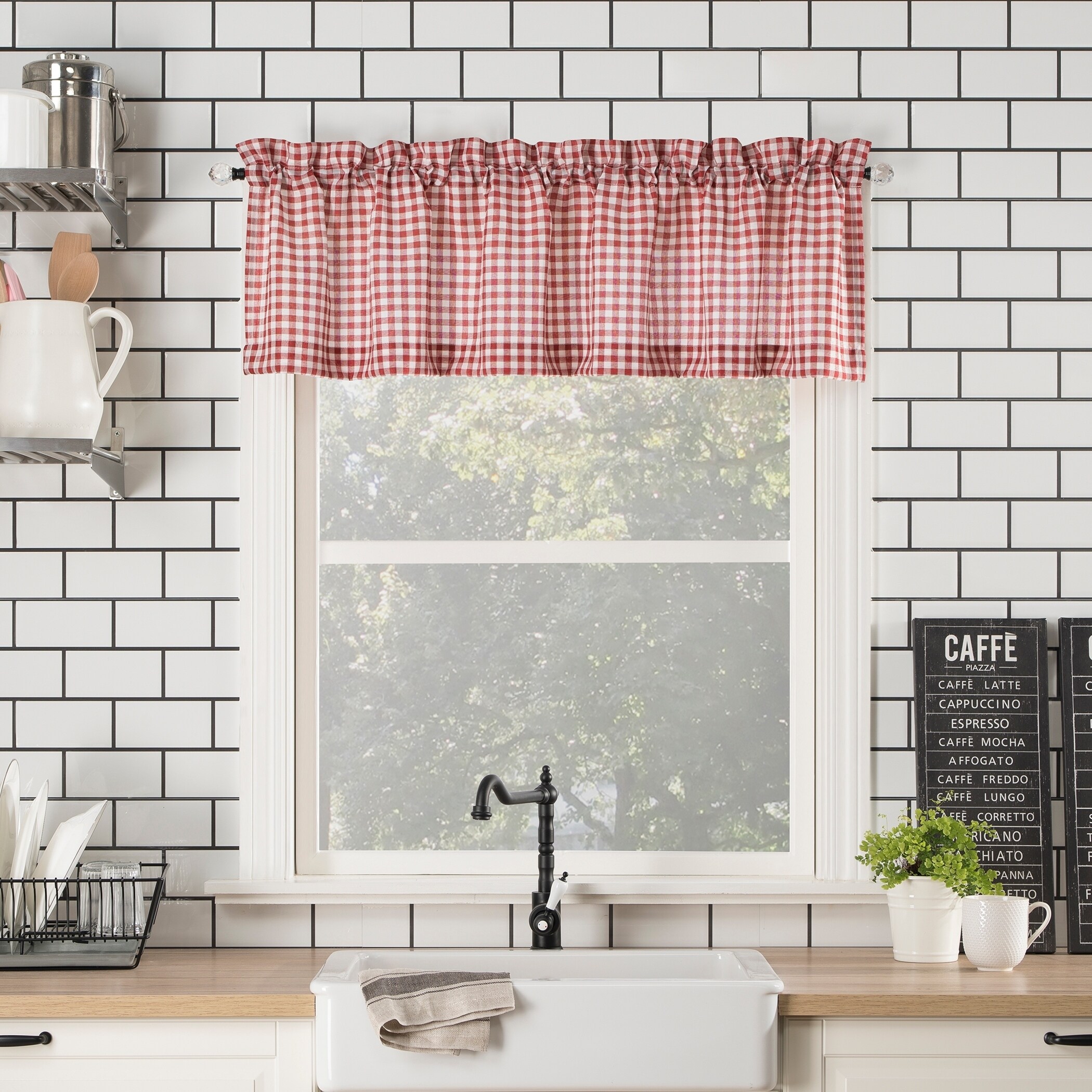 Black and White Buffalo Plaid Tie Up Valance Curtains, Buffalo Check  Gingham Farmhouse Retro Adjustable Tie-Up Shades Window Treatment Kitchen