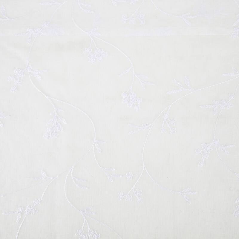 No. 918 Delia Embroidered Floral Sheer Rod Pocket Curtain Valance