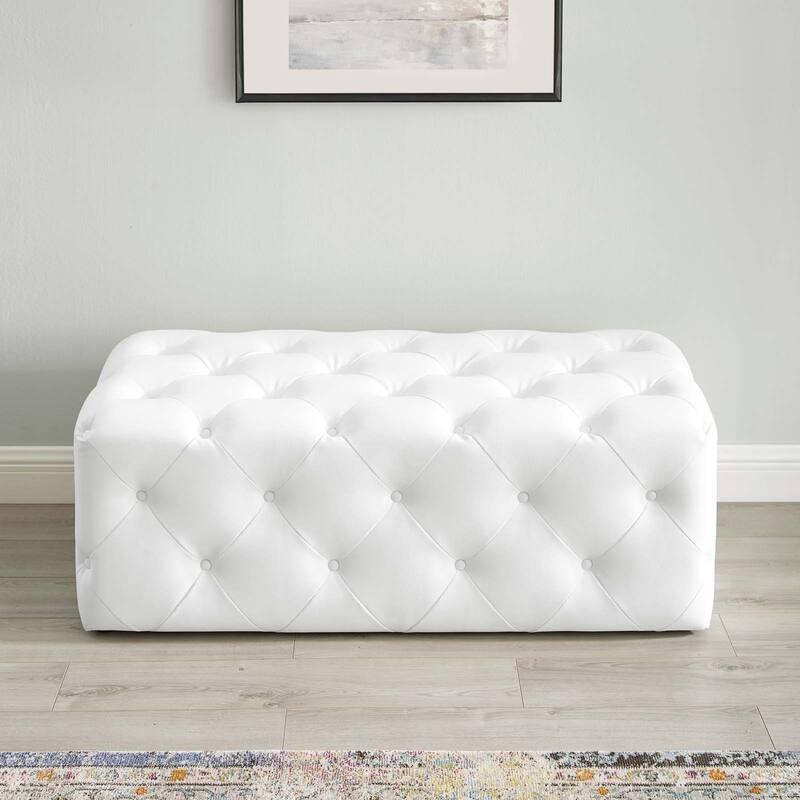 Anthem 48" Tufted Button Entryway Faux Leather Bench