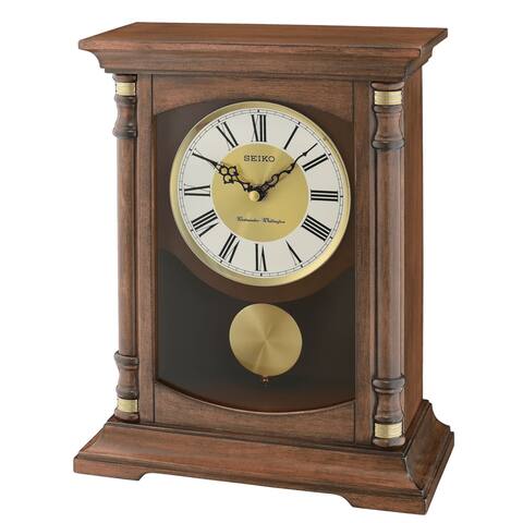Seiko Charming Medium Brown Clock with Pendulum and Chime