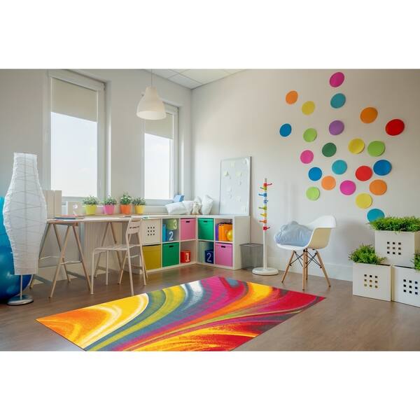 Shop Modern Contemporary Waves Multicolored Non Slip Non Skid Area Rug 6 6 X 9 On Sale Overstock 29880254