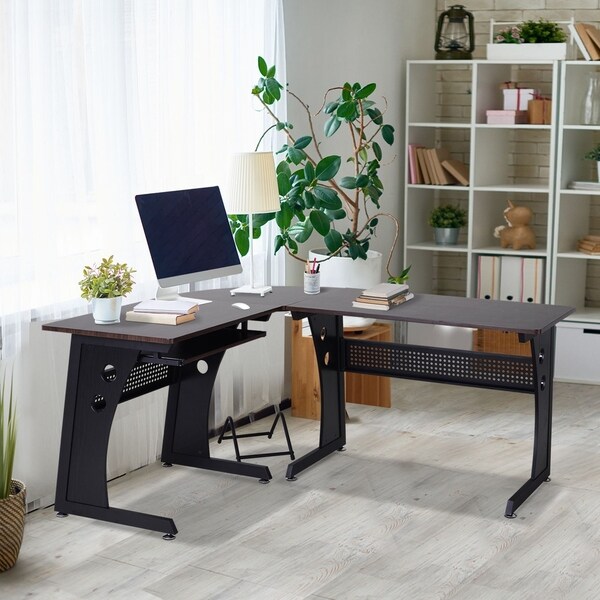 Shop HomCom L-Shaped Corner Computer Office Desk, Modern ...