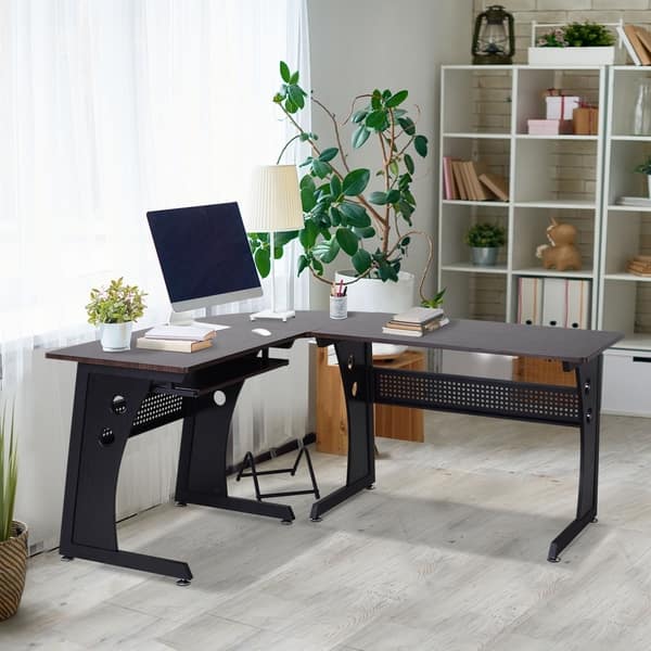 Shop Homcom L Shaped Corner Computer Office Desk Modern