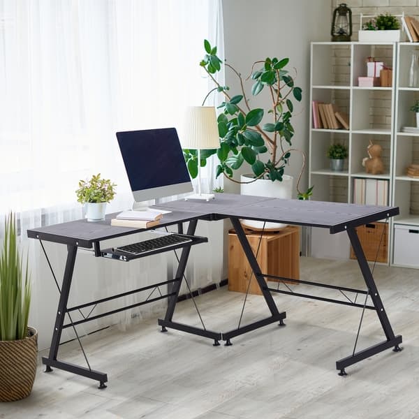 Shop Homcom Wooden L Shaped And Straight Convertible Computer Desk