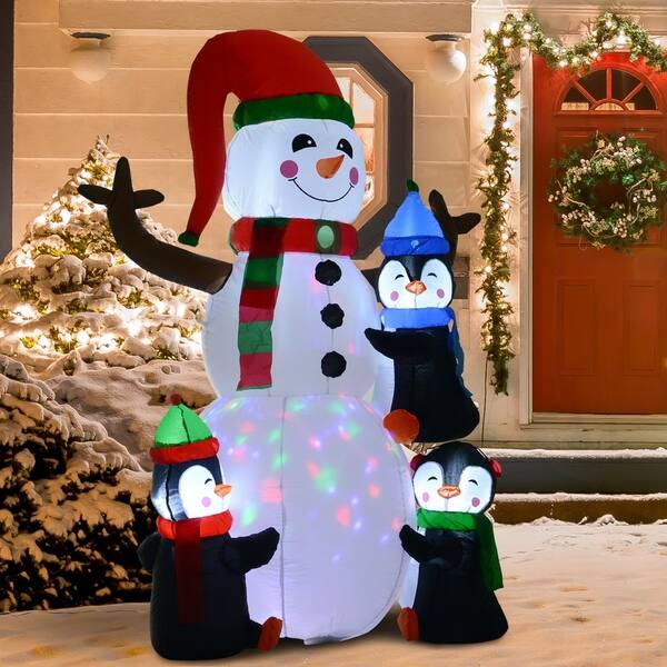 Shop Homcom 6 Foot Snowman And Penguin Led Inflatable Yard Decoration On Sale Overstock 29880458