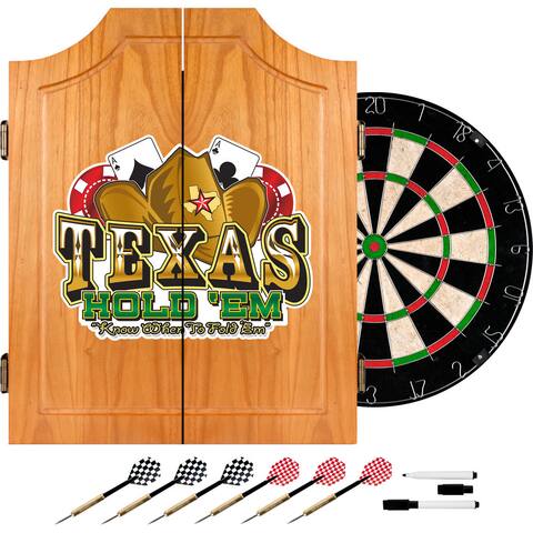 Texas Hold 'em Dart Cabinet Set w/ Darts and Board