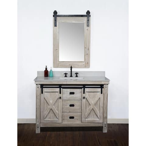 49-inch Rustic Solid Fir Barn Door Style Single Sink Vanity