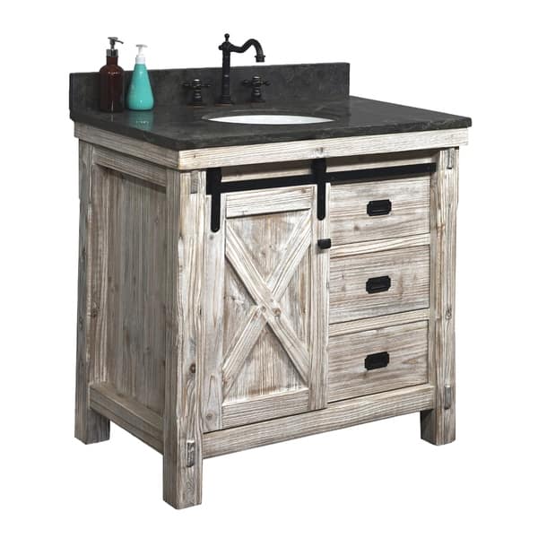 37 Rustic Solid Fir Barn Door Style Single Sink White Wash 37 Rustic Solid Fir Barn Door