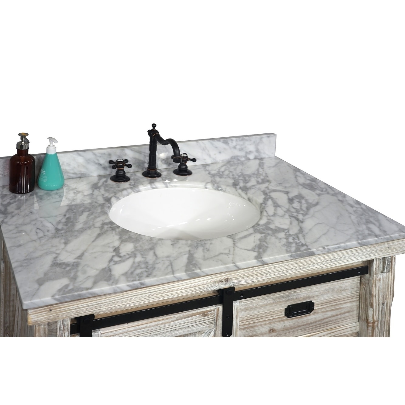 Shop 37 Rustic Solid Fir Barn Door Style Single Sink White Wash Finish Vanity With Marble Or Granite Top No Faucet Overstock 29882552