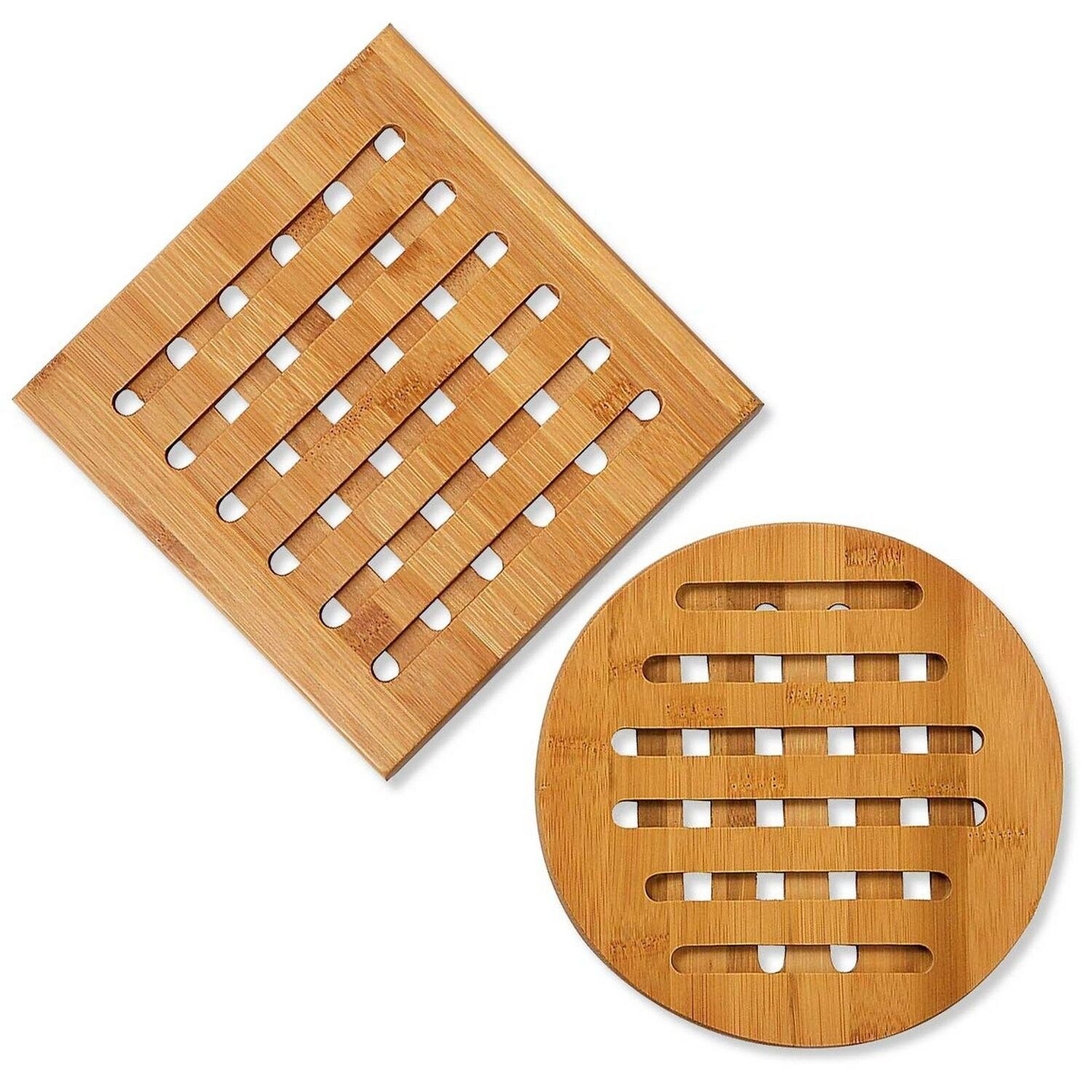 Pack Of 4 Bamboo Trivet Home Kitchen Bamboo Hot Pads Trivet Heat Resistant Pads Square And Round Kitchen Accessories Trivets Gellyplast Com