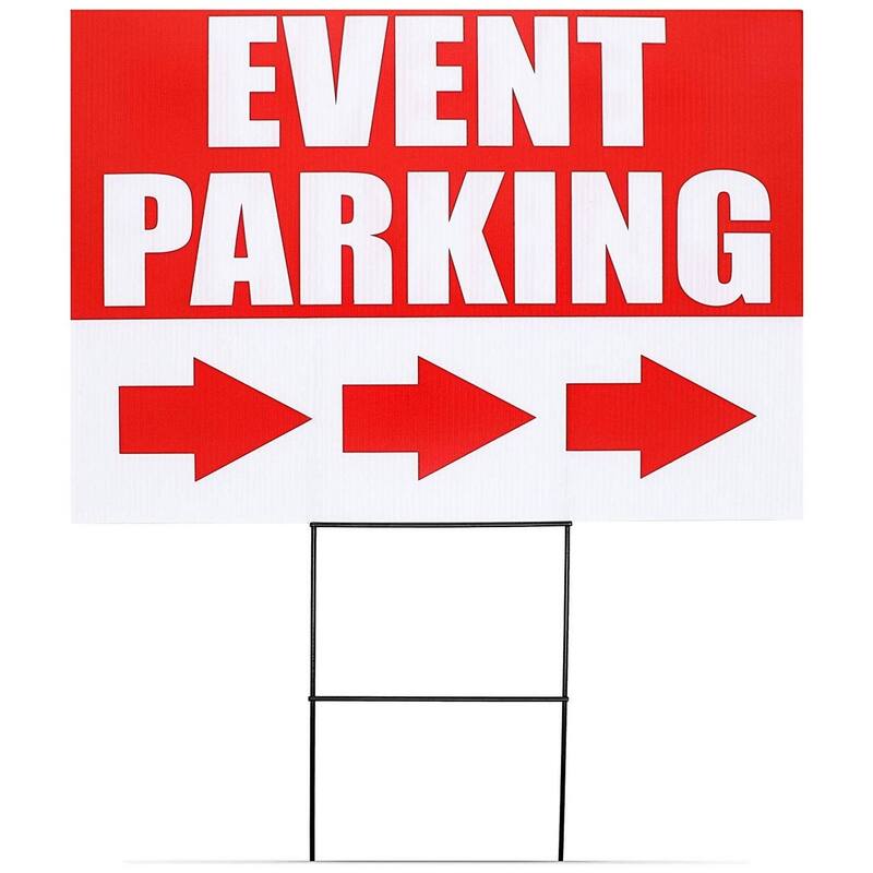 Juvale 6 Pack Corrugated Plastic Parking Signs for Event with Stakes, 3 Designs, 12x17"