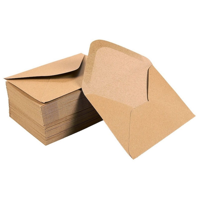Paper Junkie 100-Count A1 Kraft Paper Invitation Envelopes for Wedding, Party, 3 5/8 x 5 1/8"