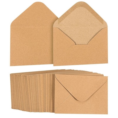 Paper Junkie 100-Count A1 Kraft Paper Invitation Envelopes for Wedding, Party, 3 5/8 x 5 1/8"