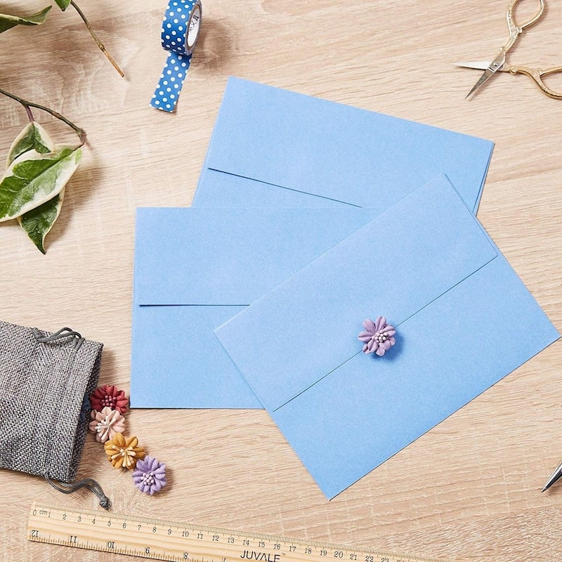 Paper Junkie 96 Pack Light Blue 5x7 Envelopes for Invitations, A7 Size for Greeting Cards
