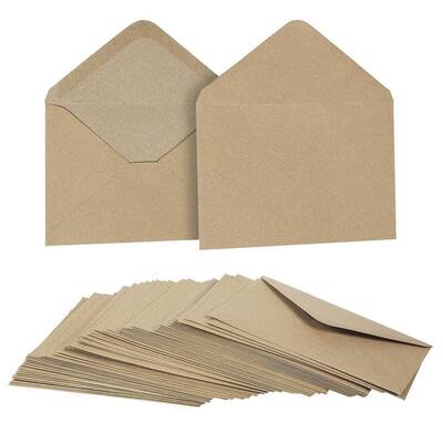 Paper Junkie Kraft Paper Invitation Envelopes 4x6 A6 V-Flap Envelopes, 50 Pack