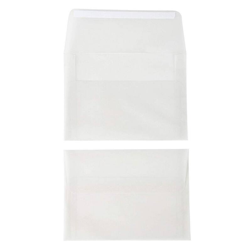 Paper Junkie 25-Pack A7 Transparent 5x7 Vellum Envelopes for Wedding, Peel and Press Flap