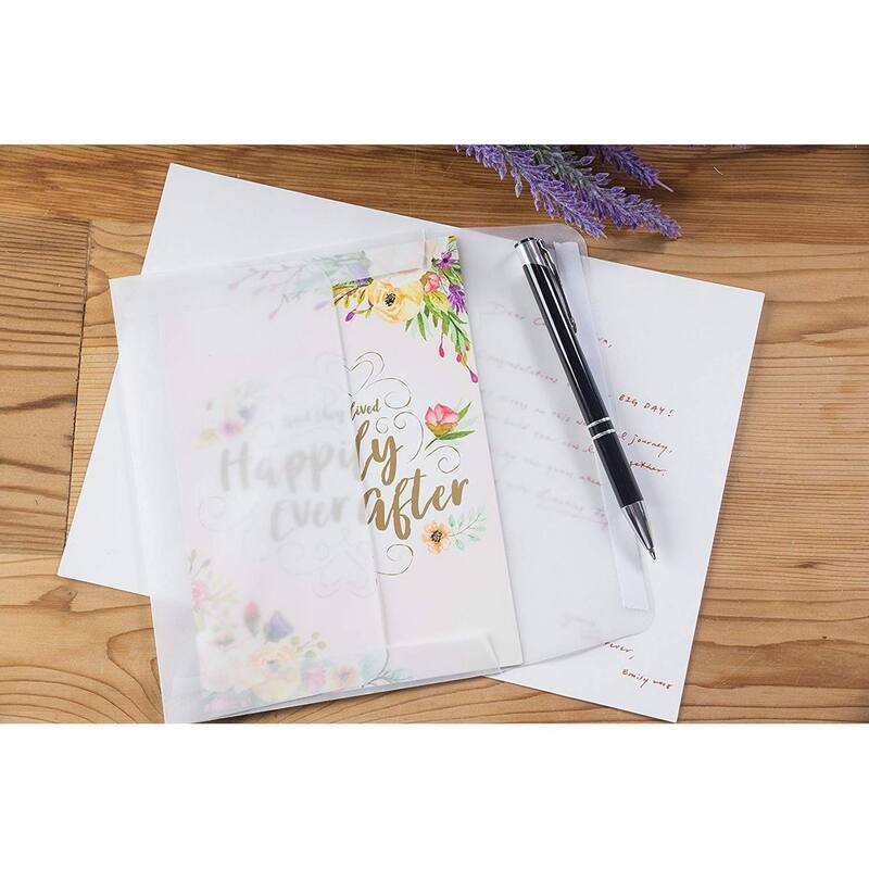 Paper Junkie 25-Pack A7 Transparent 5x7 Vellum Envelopes for Wedding, Peel and Press Flap