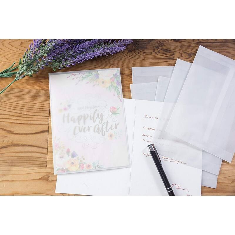 Paper Junkie 25-Pack A7 Transparent 5x7 Vellum Envelopes for Wedding, Peel and Press Flap