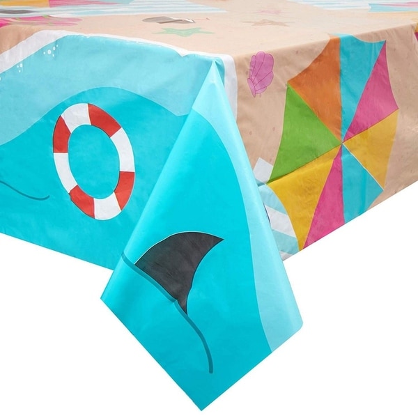 Juvale Summer Beach Scene Plastic Rectangle Party Table Cloth Cover (3 Pack)