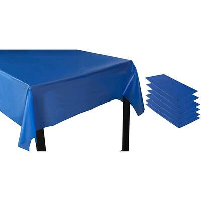 6-Pack Blue Disposable Plastic Rectangular Tablecloth Table Covers 54" x 108"