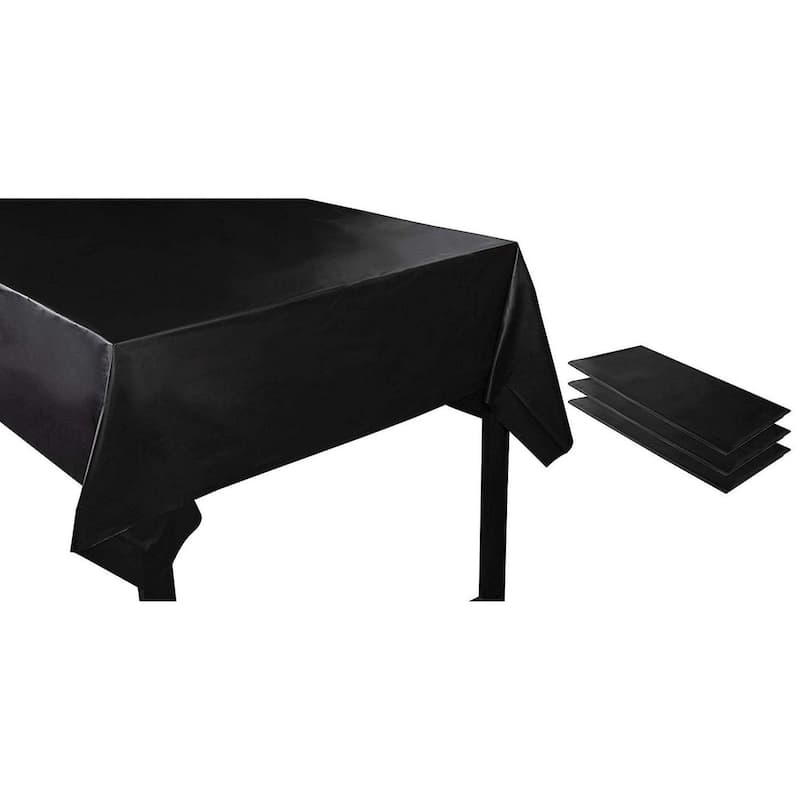3-Pack Black Disposable Plastic Rectangular Tablecloth Table Covers 54 ...