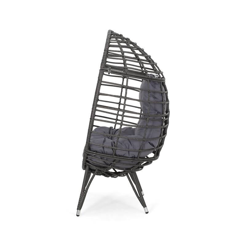 Santino Outdoor Wicker Teardrop Chair with Cushion by Christopher