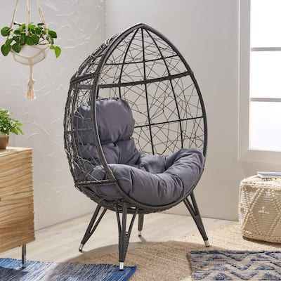 Gavilan Indoor Wicker Teardrop Chair with Cushion by Christopher Knight Home