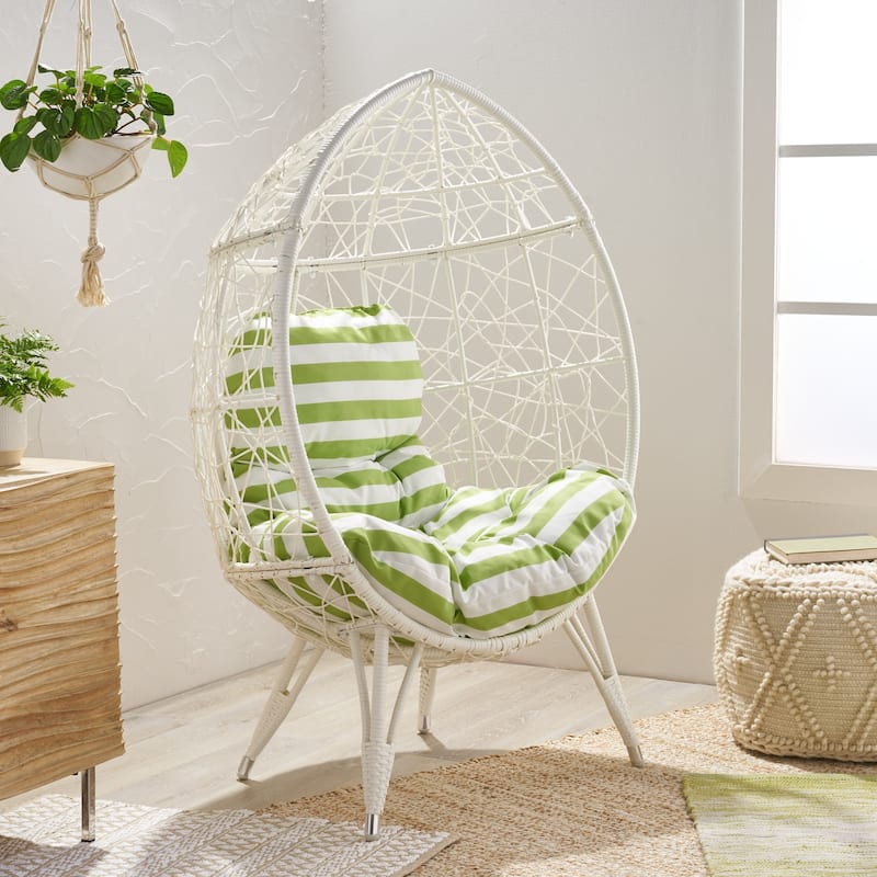 Christopher Knight Home Gavilan Indoor Wicker Teardrop Chair with Cushion