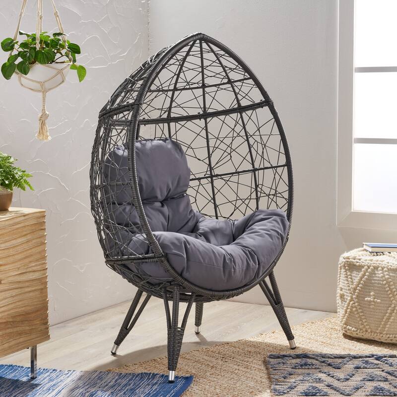 Christopher Knight Home Gavilan Indoor Wicker Teardrop Chair with Cushion