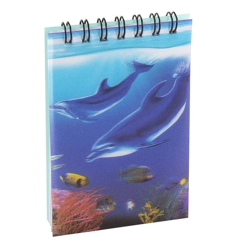 Paper Junkie 24 Spiral Notebook For Note Taking Lined Paper Kids Party Favor, 3D Ocean Cover