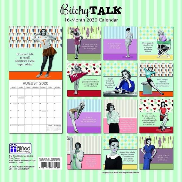 Shop 2020 Wall Calendar 12 16 Month Funny Quotes Bitchy Talk