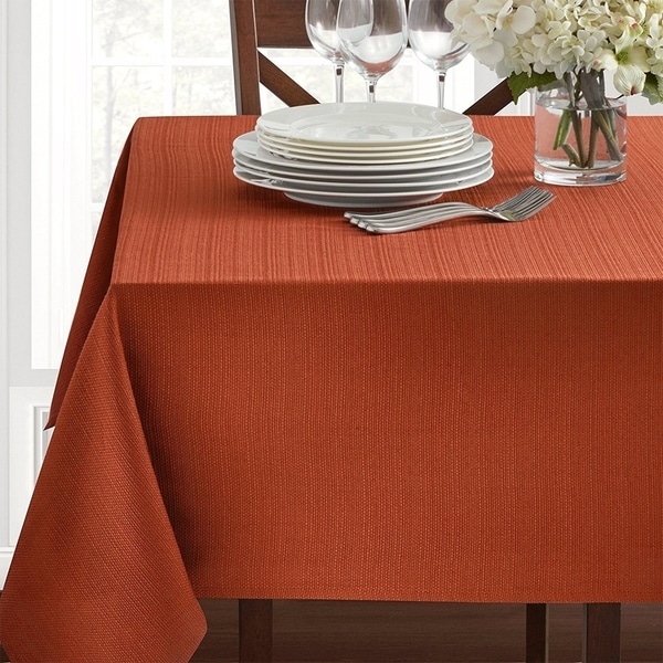 Polyester Damask Woven Textured Fabric Round Tablecloth 70" Bison