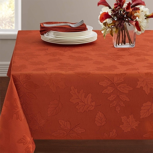 Polyester Damask Woven Tablecloth 60" x 84" Rust