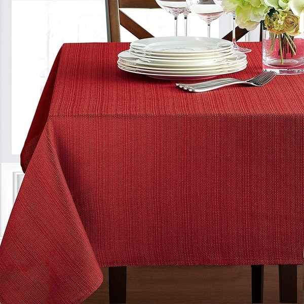 Polyester Damask Woven Textured Fabric Tablecloth 60" x 120" Rio Red