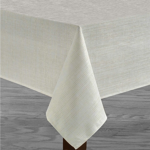 Polyester Metallic Blend Tablecloth 60" x 84" White