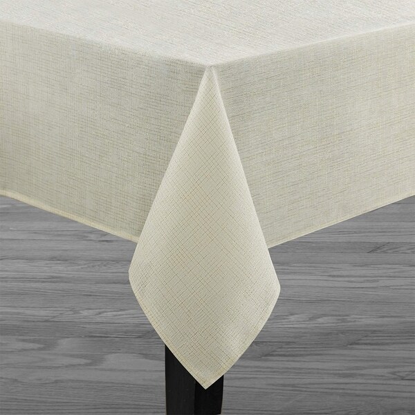 Polyester Metallic Blend Tablecloth 70" Ivory-Beige