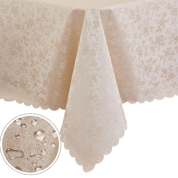 Polyurethane Waterproof Oil-Proof Spill-Proof Round Tablecloth 60" Beige (Pu)