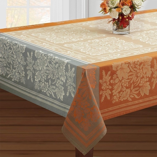 Cotton Rich Heavy Weight Fabric Tablecloth 60" X 104" Taupe