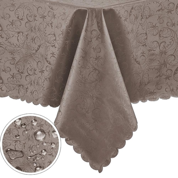 Polyurethane Waterproof Oil-Proof Spill-Proof Round Tablecloth 60" Chocolate