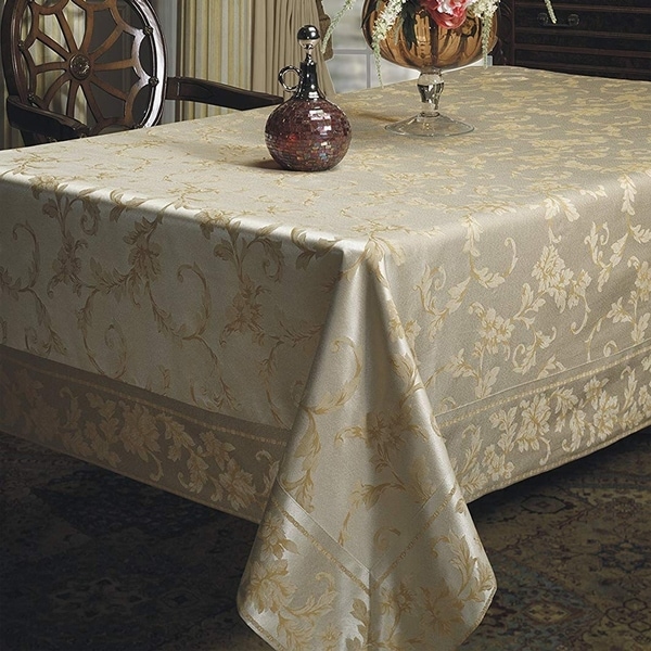 Cotton Rich Heavy Weight Fabric Tablecloth 52" X 70" Silver - Gold