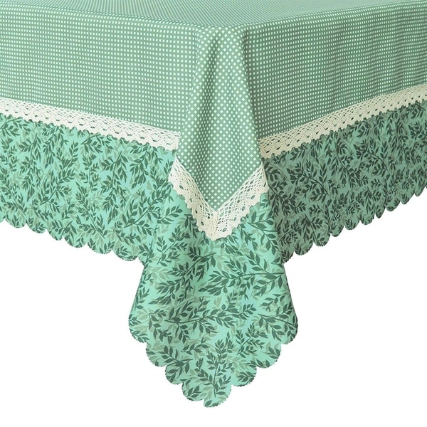 Polyester Dining Room Rectangle Tablecloth 60" X 84" Green Mesh