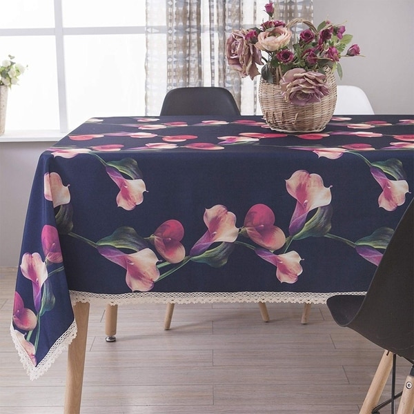 Polyester Dining Room Rectangle Tablecloth 60" X 84" Navy Blue