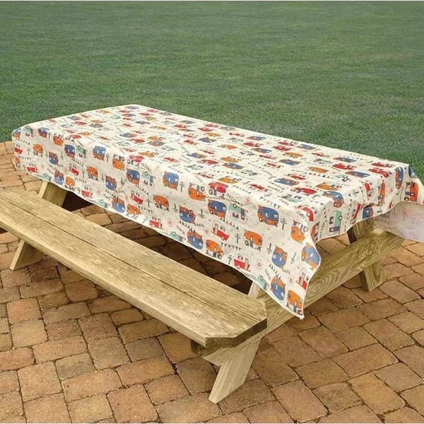 PVC With Flannel Backing Camping Tablecloth 54" x 82"