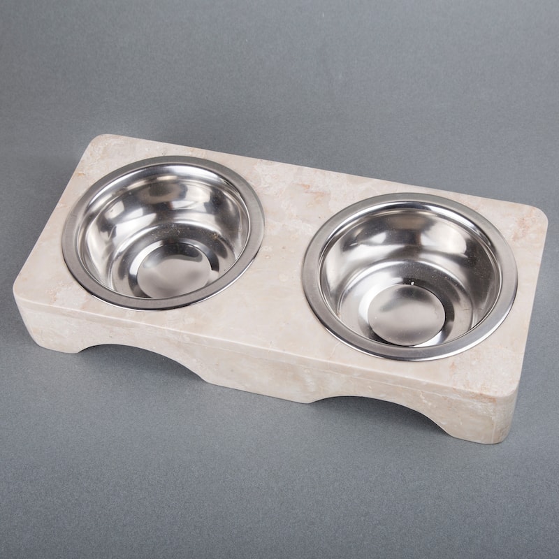 Creative Home Champagne Marble 1 Pint Pet Bowl Set - N/A