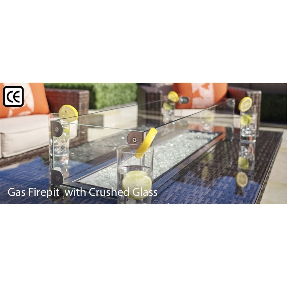 Shop New Fashion Rattan Rectangular Gas Fire Pit Table Direct